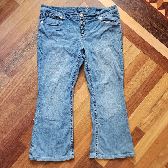 Seven7 Luxe Light Wash Flare Plus Size Button Fly Jeans Size 22 - Picture 1 of 14